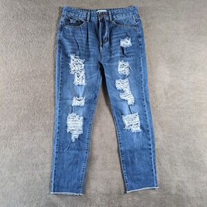 HAMMER JEANS Women Distressed‎ Ripped Blue Denim Straight Leg Jeans Size 9